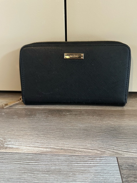 Aldo Handbags - Aldo Black Zip Wallet with Gold Plate